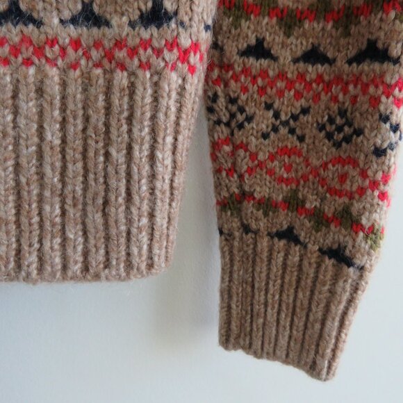 ALEX MILL Wool Fair Isle Cardigan Camel Multi - Women's Size M - Picture 11 of 16